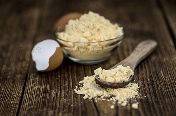 Fresh Whole Powdered Eggs as detailed close-up shot (selective focus)