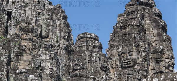 Bayon temple with it's face statues in Ankor Wat, Cambodia, Asia
