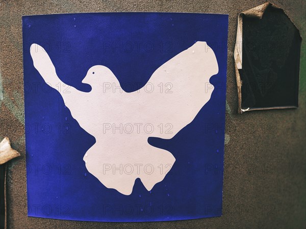Sticker with dove as a symbol of peace, vintage, Bremen, Germany, Europe