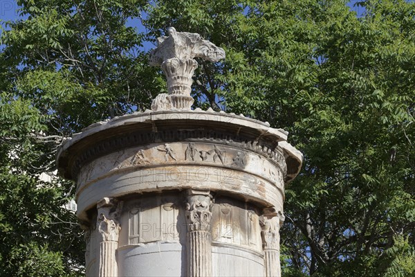 Lysicrates Monument, circular building from 334 BC, Plaka Old Town, Athens, Greece, Europe