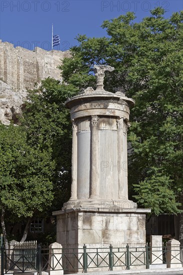 Lysicrates Monument, circular building from 334 BC, Plaka Old Town, Athens, Greece, Europe