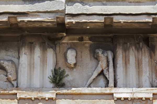 Triglyph frieze with remains of a heroic figure, detail from the Temple of Hephaestus, Theseion,