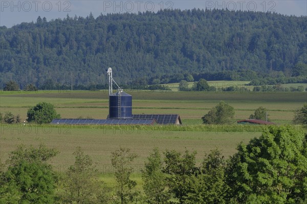 Farm near Bibersfeld, solar cells, solar energy, photovoltaics. Schwäbisch Hall, Hohenlohe,