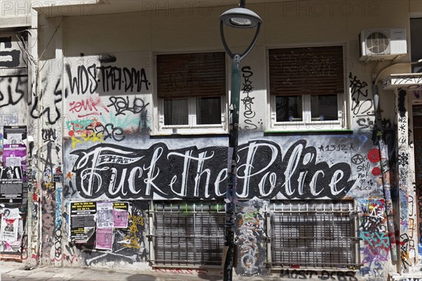 Fuck the Police, graffiti against police brutality in Exarchia, neighbourhood of the students and