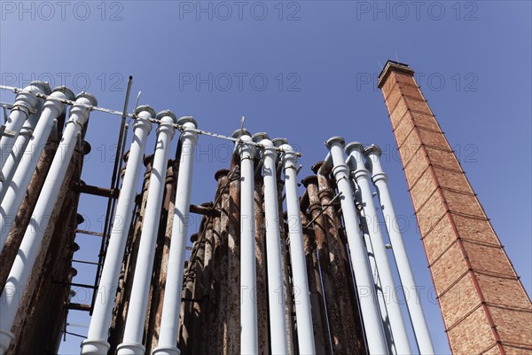 Pipe system for gas cooling, industrial monument Athens Gasworks from 1857, today the venue