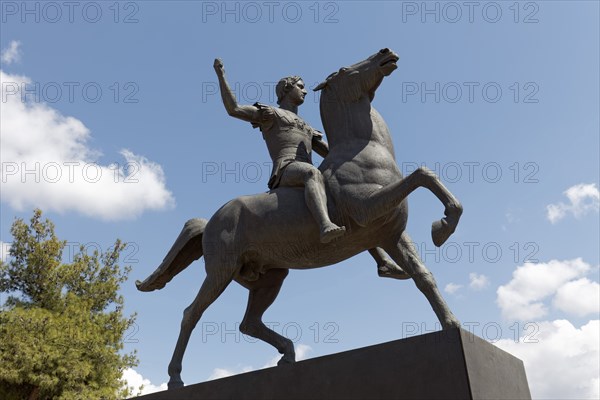 Alexander the Great in his teens, equestrian statue by sculptor Yannis Pappas, Zappeion Garden,