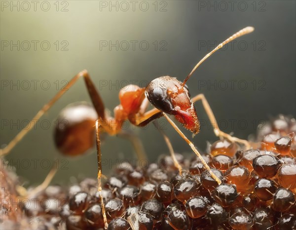 Icon, animal, insect, close-up of a Red Wood Ant, Formica rufa, AI, generated, AI generated