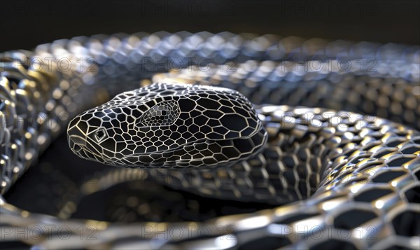 Abstract snake figure closeup AI generated