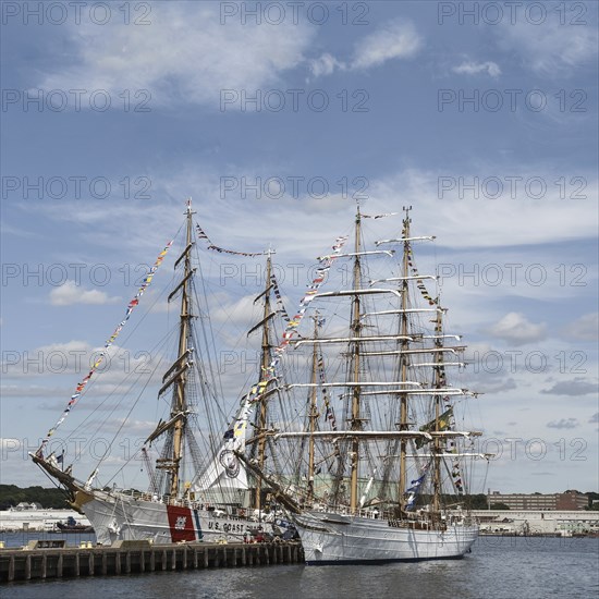 The United States Coast Guard tall ship Eagle and the Brazilian Navy tall ship Cisne Branco, which