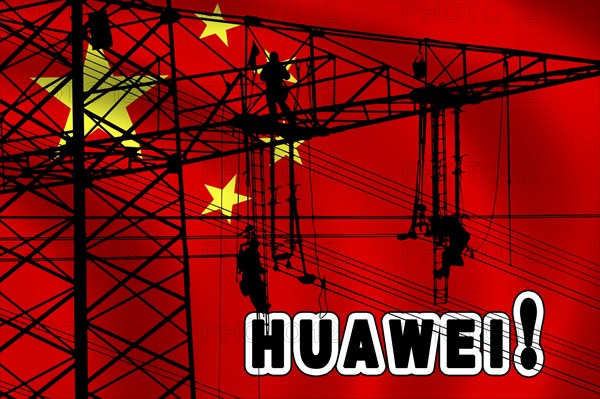 Symbolic image, Huawei, Germany, China, surveillance, social spider web, trade dispute, punitive