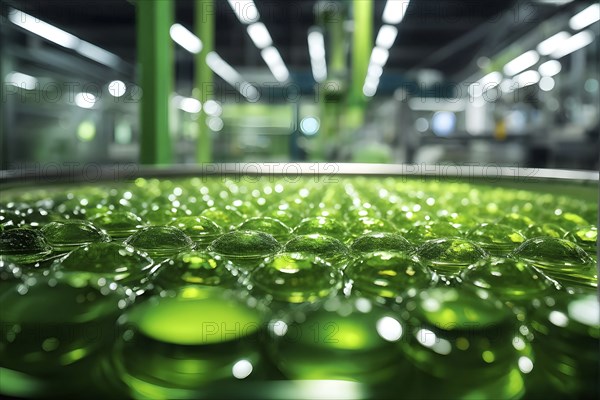 Close up view in green factory symbolizing green washing concept, AI generated