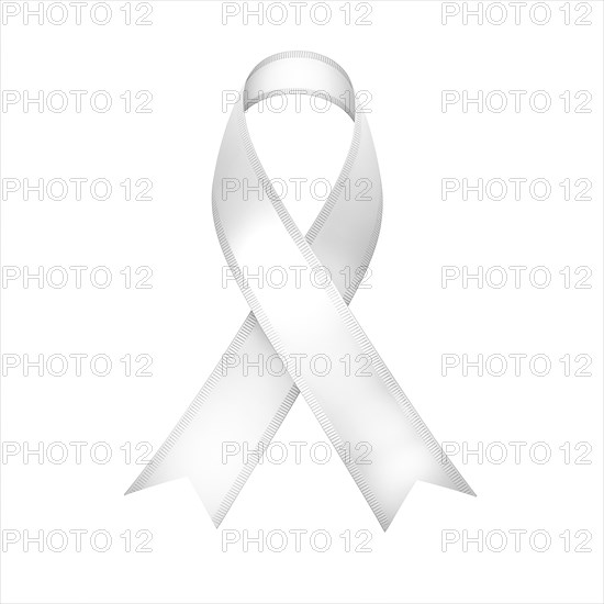 White ribbon over a transparent background. Symbol of lung cancer and osteoporosis awareness. AI