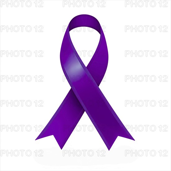 Purple ribbon over a transparent background. Symbol of Alzheimer's awareness and domestic violence