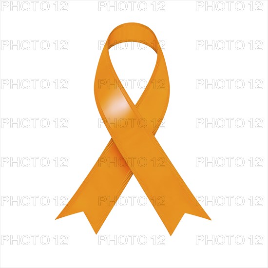 Orange ribbon over a transparent background. Symbol of leukemia, kidney cancer, and racial