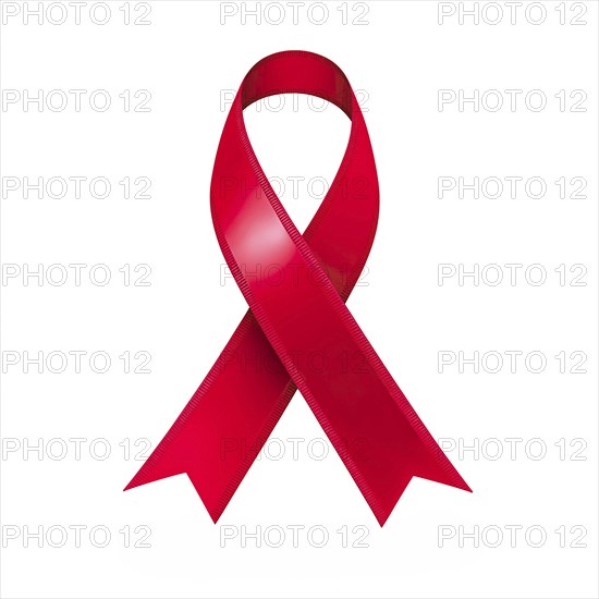 Red ribbon over a transparent background. Symbol of HIV/AIDS and drug prevention awareness. AI