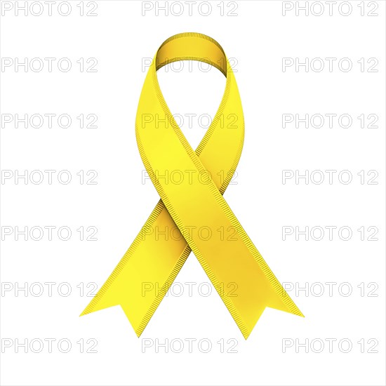 Yellow ribbon over a transparent background. Symbol of bladder cancer, endometriosis, and suicide