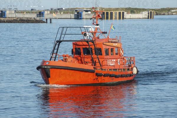 Pilot boat in Ystad harbor, Skane county, Baltic Sea, Sweden, Scandinavia, Europe