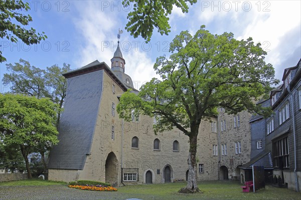 Inner courtyard of the Upper Castle built in the 14th century and Siegerland Museum, Siegen,