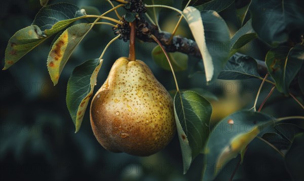 Close-up of a perfectly shaped pear AI generated