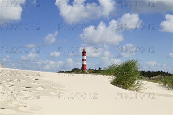 Amrum lighthouse on large dune, Wittdün, Amrum, North Frisian Island, North Frisia,