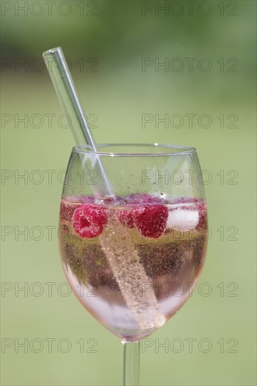 Drink, Lillet, wine glass, raspberries, alcohol, fresh, Lillet with ice and raspberries in a glass