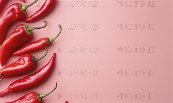 Top view of colorful peppers on a pink background AI generated
