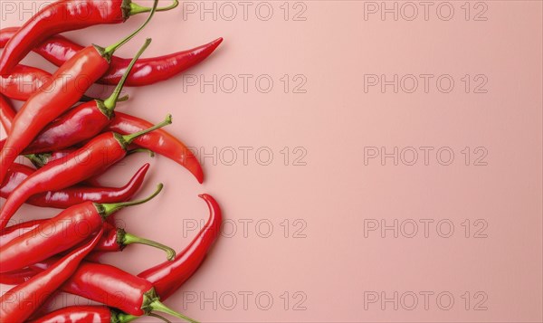 Top view of colorful peppers on a pink background AI generated