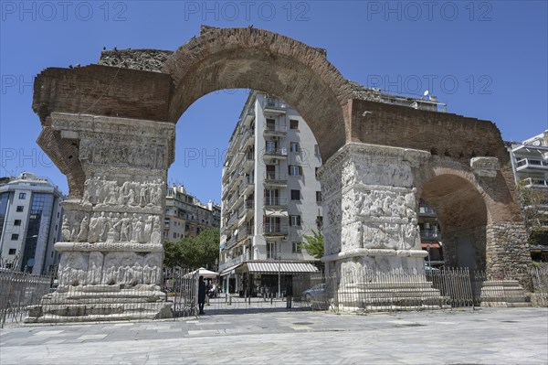 Arch of Galerius in Thessaloniki city center, famous historic monument, early Byzantine