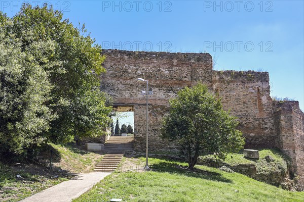 Gateway through the Byzantine city wall in Thessaloniki, Macedonia, Greece, historic monument,