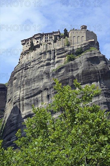 Monastery of St. Varlaam, situated at the top of a rocky precipice, part of the Meteora complex in
