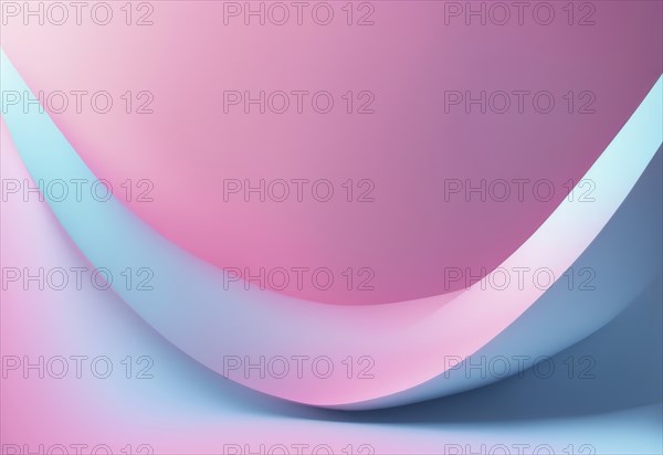 Abstract gradient with smooth curves and soft pink and blue hues, AI generated