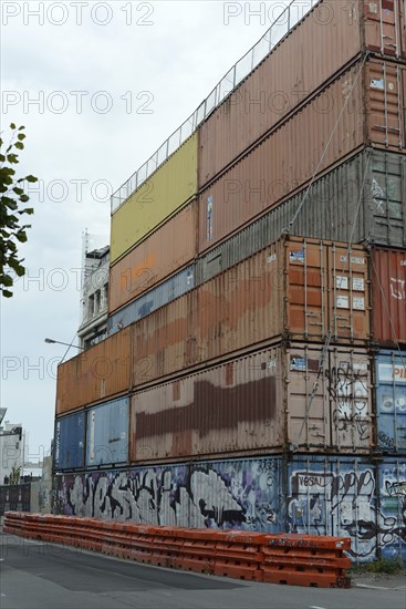 CHRISTCHURCH, NEW ZEALAND, FEBRUARY 24, 2022: Shipping containers continue to stabilise a damaged