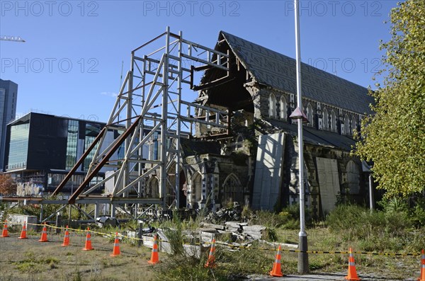 CHRISTCHURCH, NEW ZEALAND, APRIL 20, 2018: The iconic Anglican Cathedral remains a ruin in