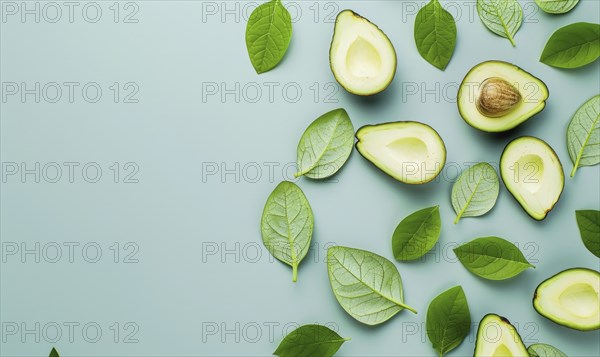 Sliced apple with almond butter and chia seeds on a light wooden background AI generated