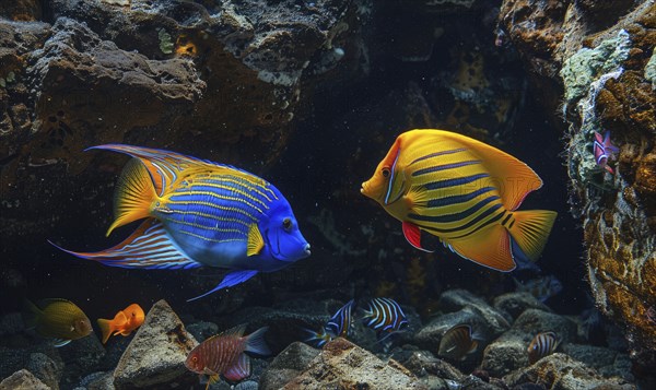 Royal angelfish in the water closeup view AI generated