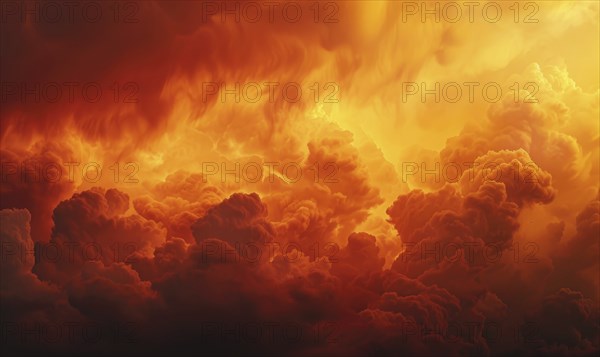 Fiery red-orange sky and dramatic clouds, sky background AI generated