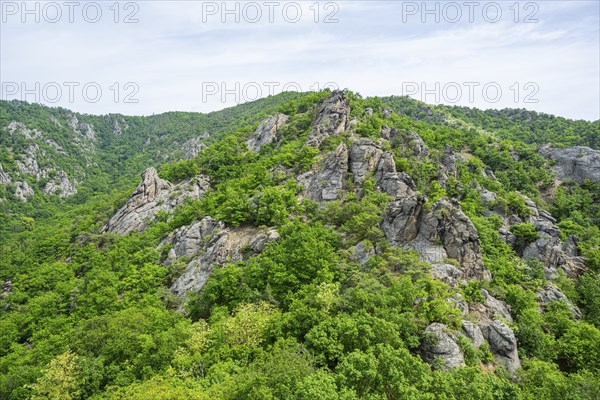 View into the landcape from Dürnstein castle in spring, Wachau, Austria, Europe