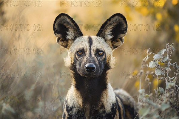 Portrait of African wild dog. Generatve Ai, AI generated