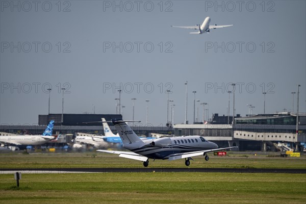 Cessna 525B Citation CJ3+, Ortac Airline, aircraft landing at Amsterdam Schiphol Airport,