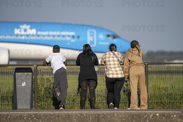 KLM aircraft after landing at Amsterdam Schiphol Airport, Polderbaan, 18R/36L, spotter spot,