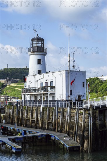 Scarborough Lighthouse and Harbour, Vincent Pier, Scarborough, North Yorkshire, England, United