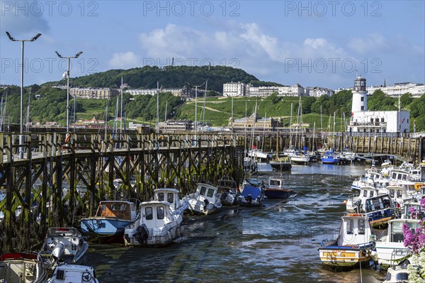 Scarborough Lighthouse and Harbour, Vincent Pier, Scarborough, North Yorkshire, England, United
