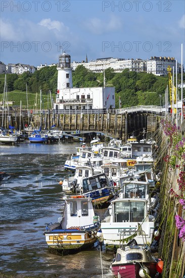 Scarborough Lighthouse and Harbour, Vincent Pier, Scarborough, North Yorkshire, England, United