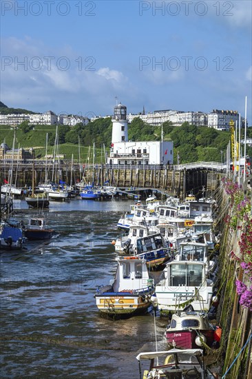Scarborough Lighthouse and Harbour, Vincent Pier, Scarborough, North Yorkshire, England, United