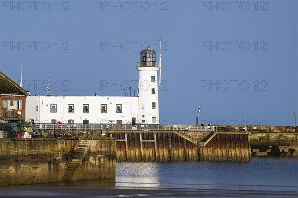 Scarborough Lighthouse and Harbour, Vincent Pier, Scarborough, North Yorkshire, England, United