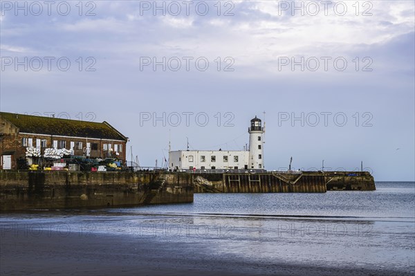 Scarborough Lighthouse and Harbour, Vincent Pier, Scarborough, North Yorkshire, England, United