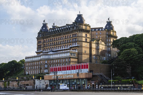 View over Scarborough Beach and South Bay Beach, Scarborough, North Yorkshire, England, United