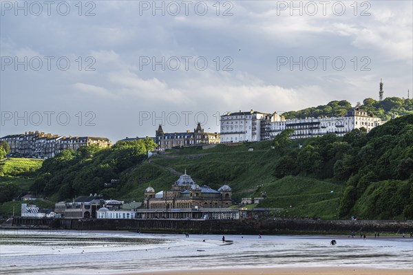 View over Scarborough Beach and South Bay Beach, Scarborough, North Yorkshire, England, United