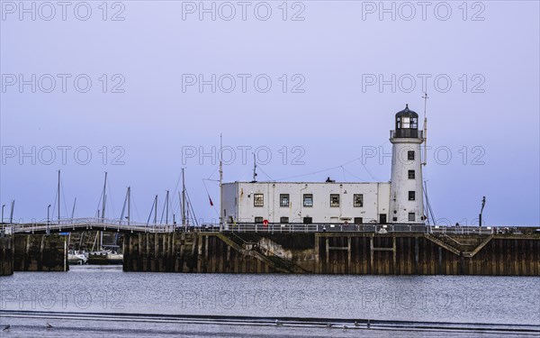 Scarborough Lighthouse and Harbour, Vincent Pier, Scarborough, North Yorkshire, England, United