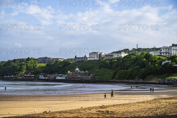 View over Scarborough Beach and South Bay Beach, Scarborough, North Yorkshire, England, United